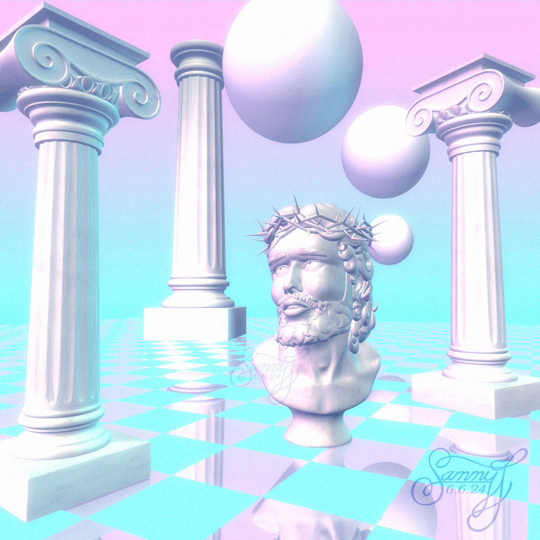 Sammy J's artwork, Vaporwave with Jesus