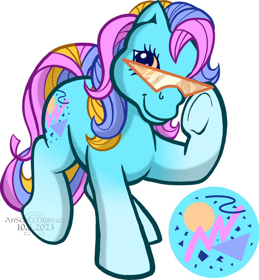 Drawing of a My Little Pony character wearing sunglasses.