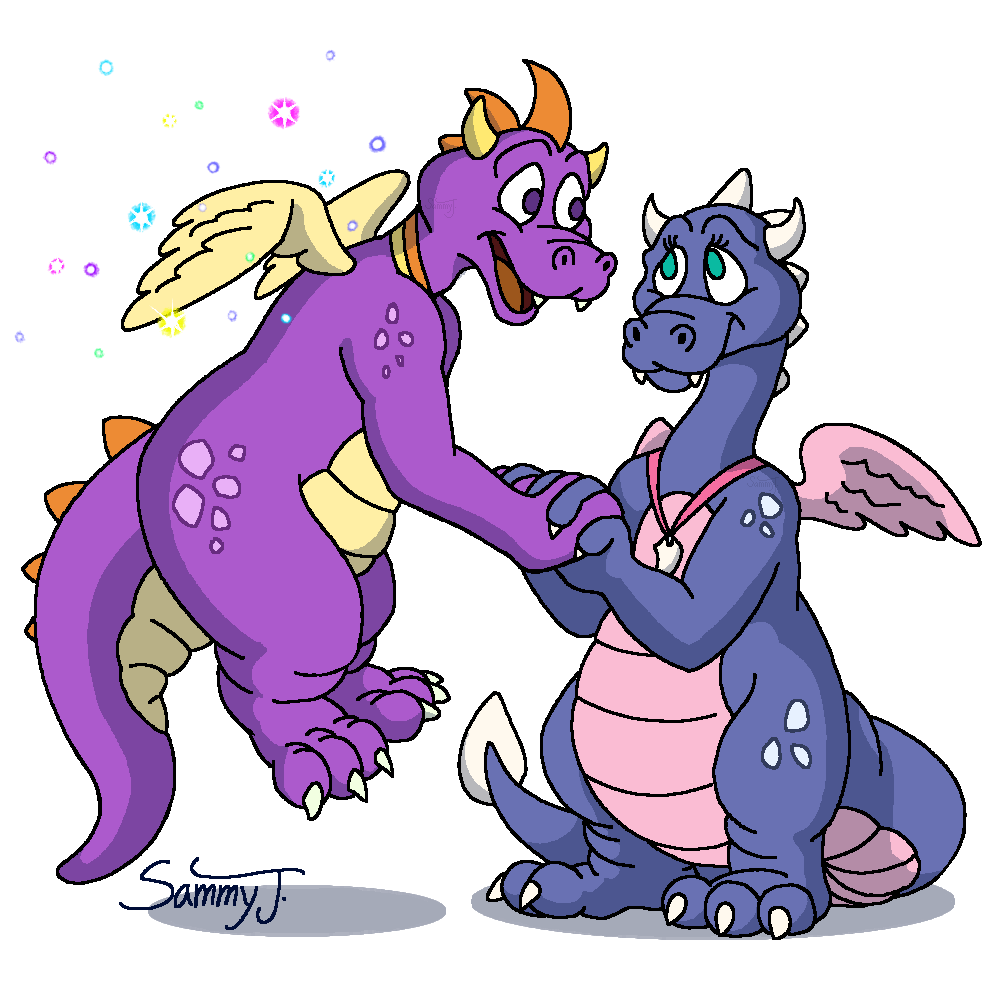 Drawing of two dragons in love.