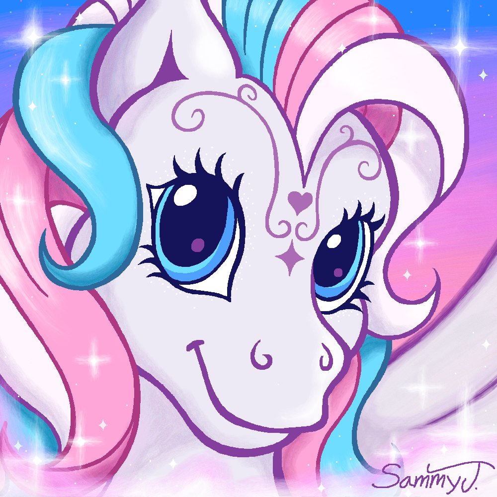 Drawing of a My Little Pony character portrait.